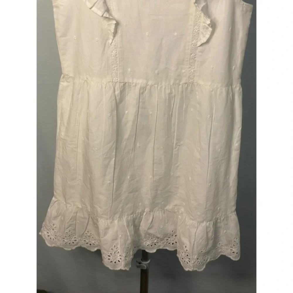 GAP Kids‎ Girls White Eyelet Ruffle Sleeveless Dress Casual Party Large